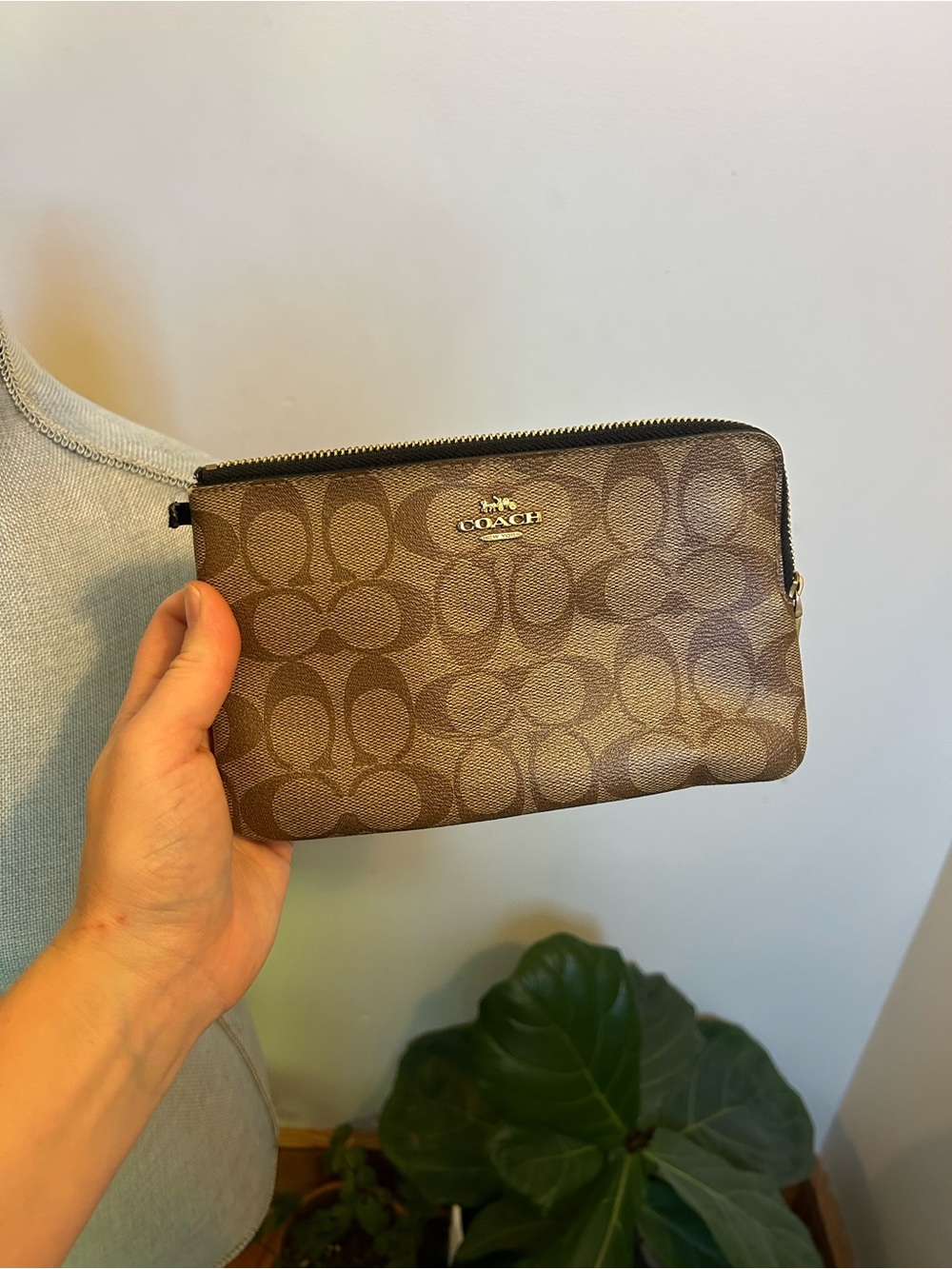 Coach Brown Signature Monogram Wristlet